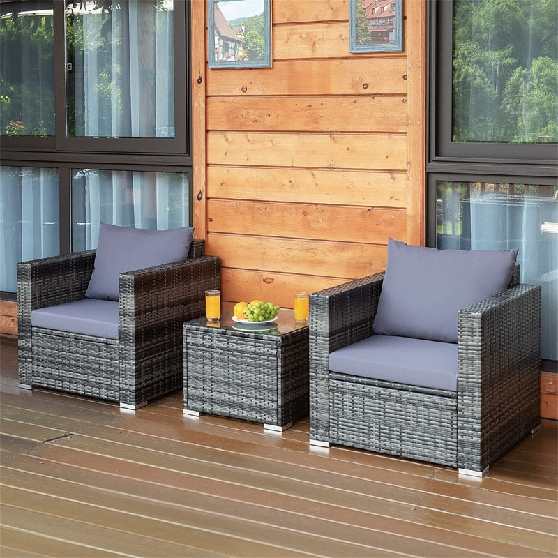 Carry Bird Wicker Patio Furniture Outdoor Balcony Chairs In Grey Colour