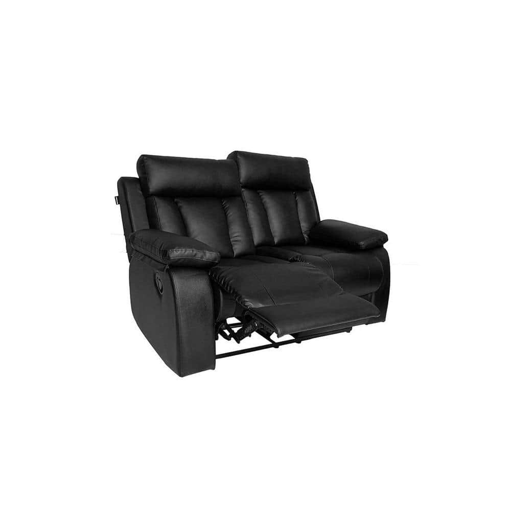 Magna Leatherette Two Seater Manual Recliner in Black Colour