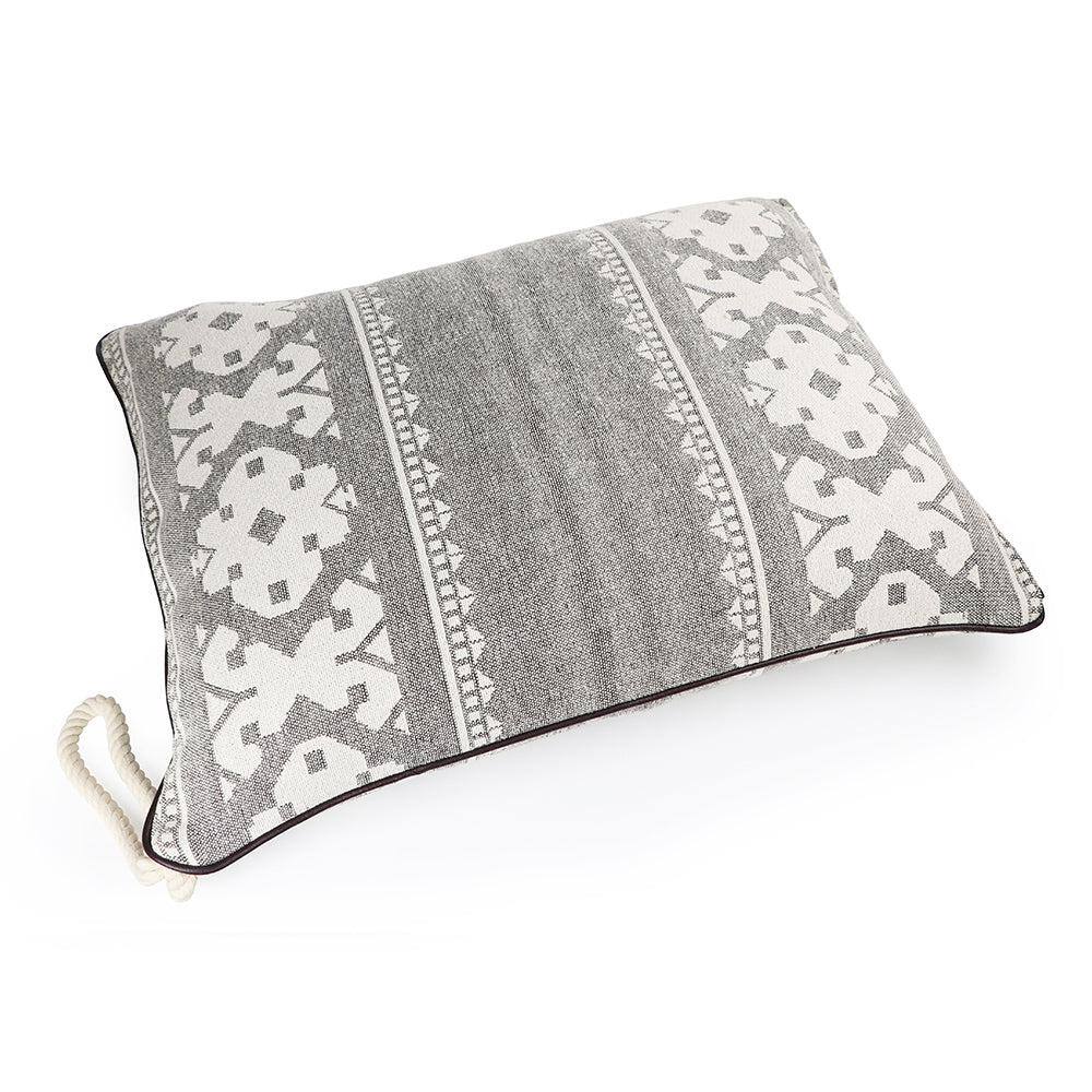 Aztec Printed Knife Edge Cotton Pets Bed in Grey Colour