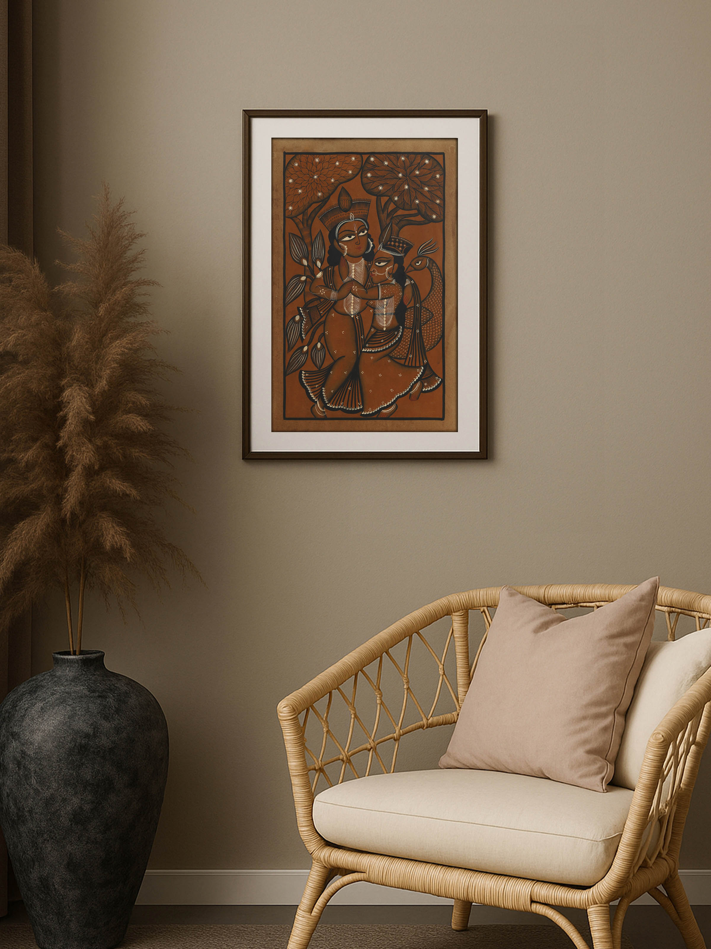 Radha Krishna Kalighat Painting