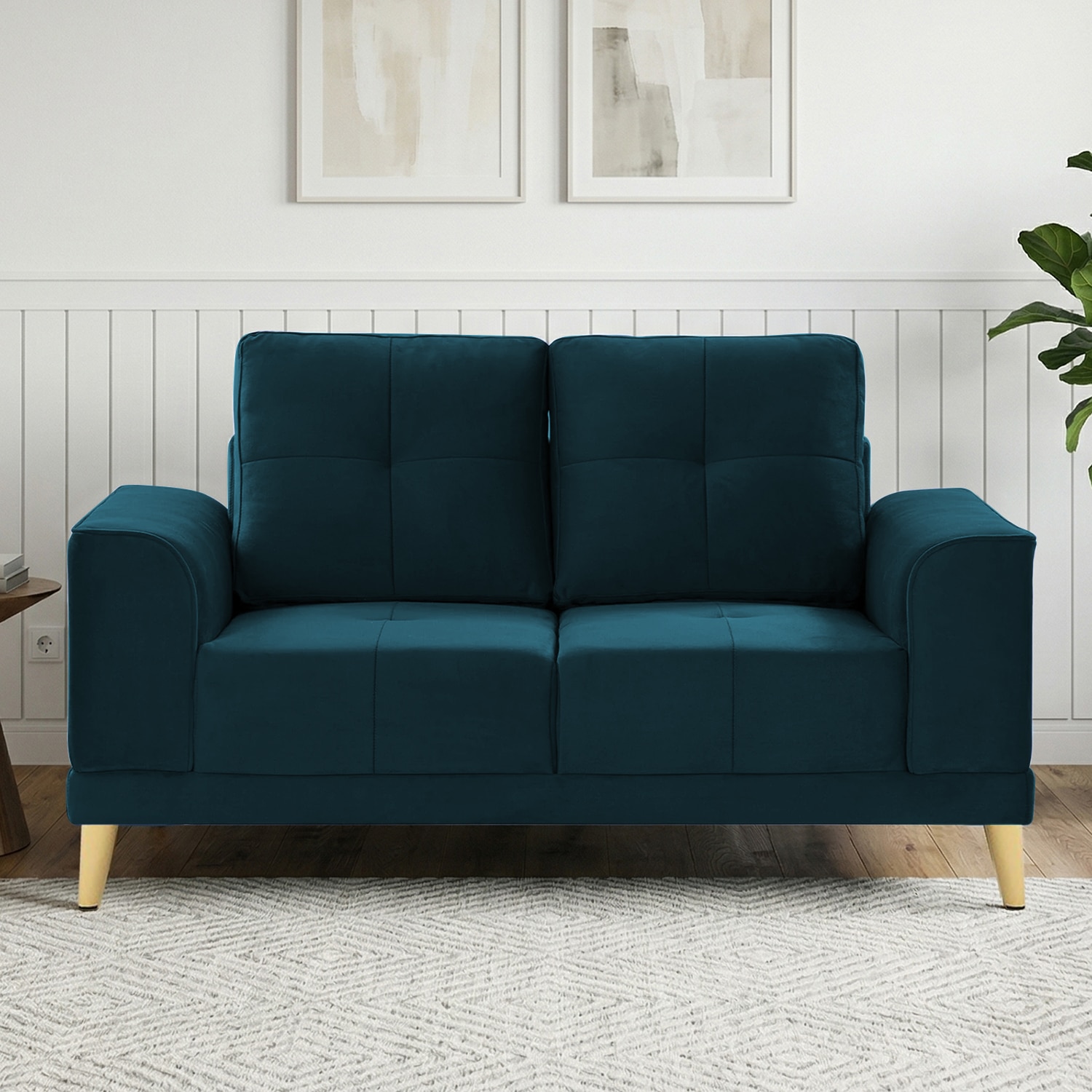 Nency Velvet 2 seater Sofa T Blue - Home Lifestylez