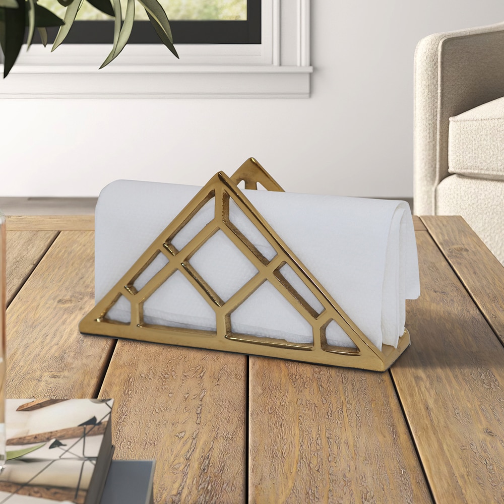 Metalsmith Metal Napkin Holder Gold Finish Tabletop Organizer - Metalsmith