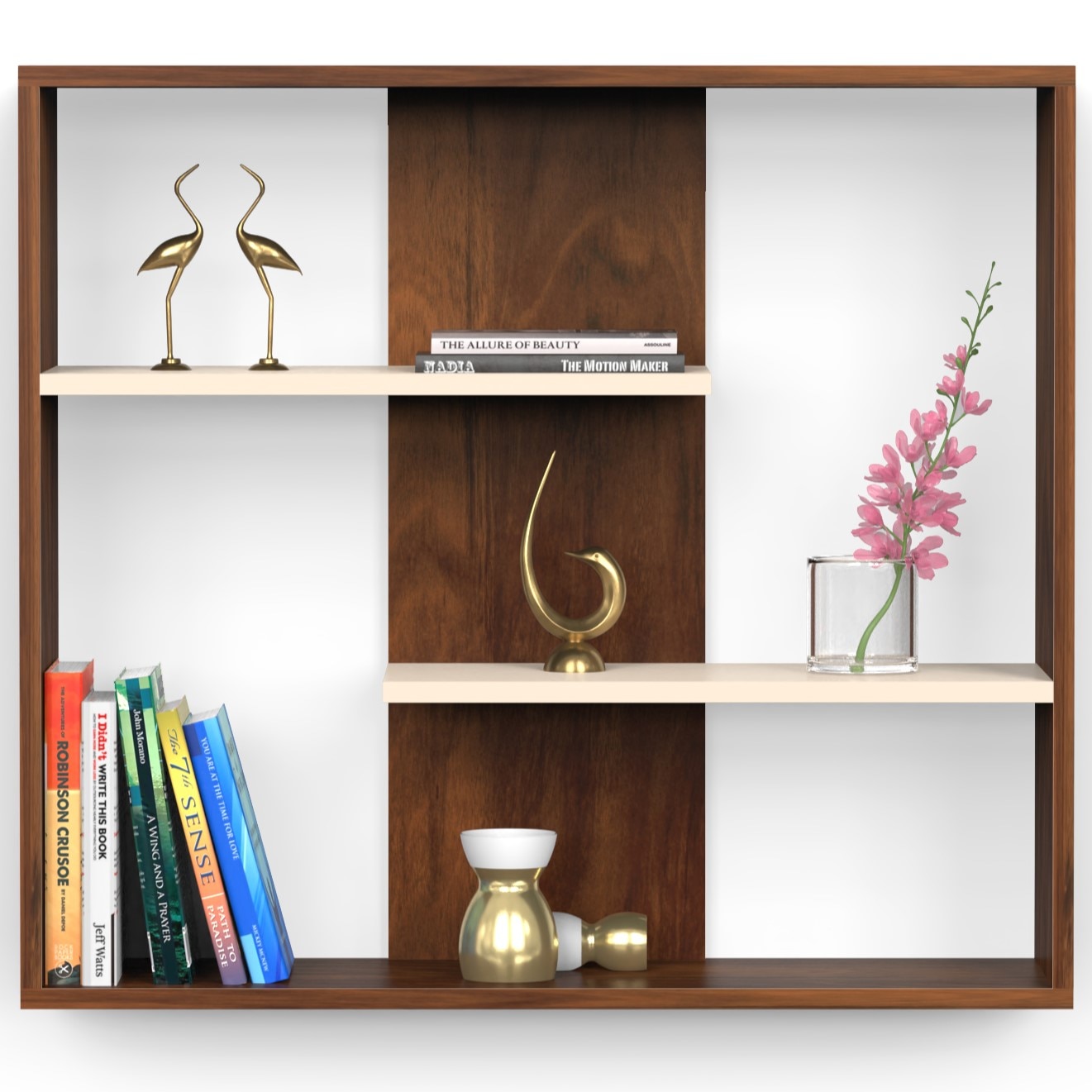 Maxelle Engineered Wood Bookshelf with Shelves Brown Maple & Beige