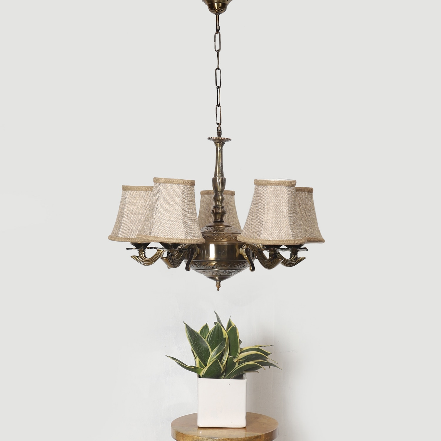 Devansh Gold Wall Mounted Lamp With Beige Jute Shade - Devansh