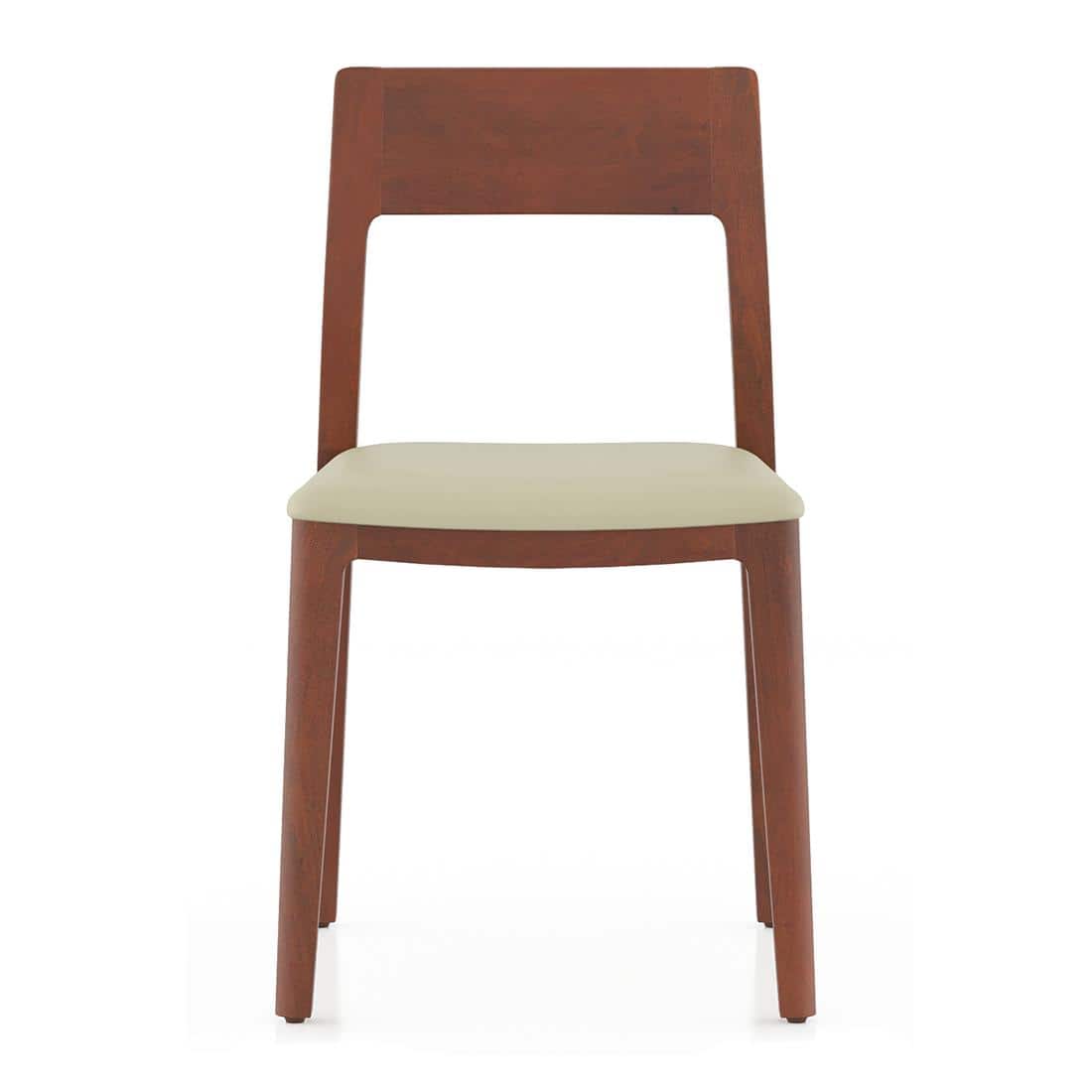 Clarke Solid Wood Dining Chair Set of 2 in Honey Finish with Cream Leatherette