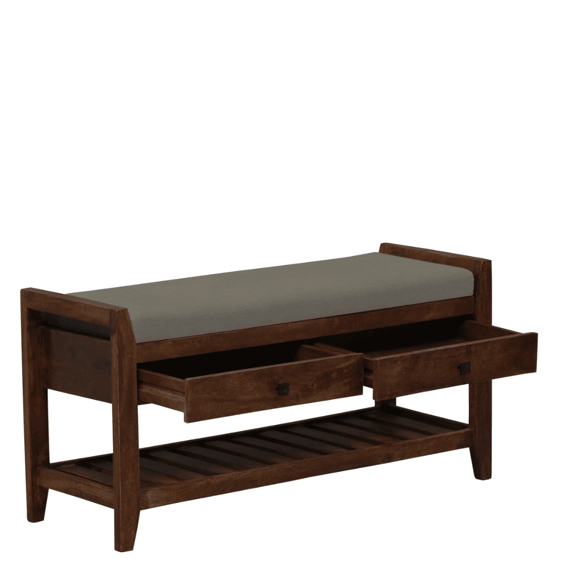 Kongsberg Solid Wood Shoe Rack with Seating in Walnut Brown finish