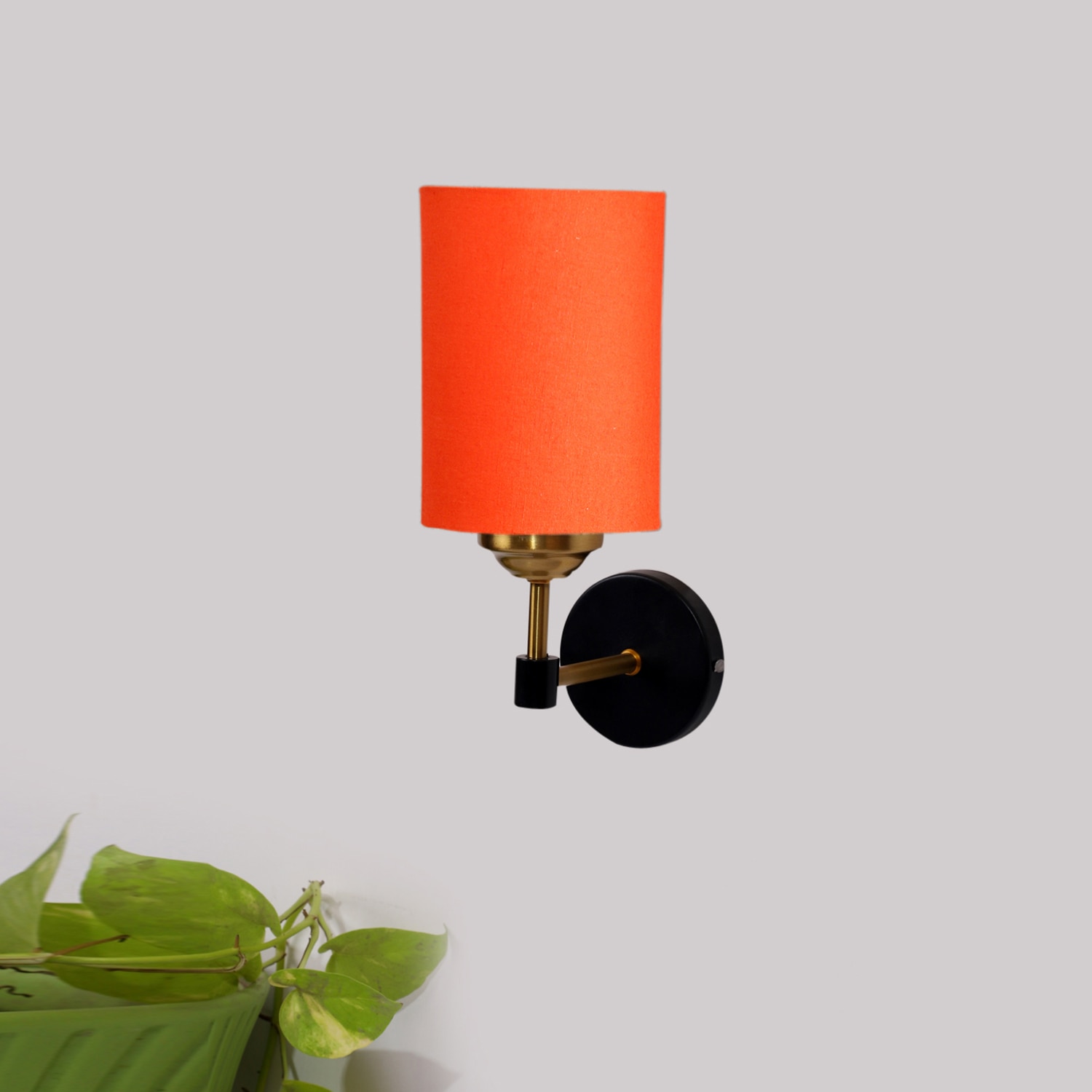 Devansh Metal Electric Wall Light in Black Colour with Orange Shade Count of 1 Light - Devansh