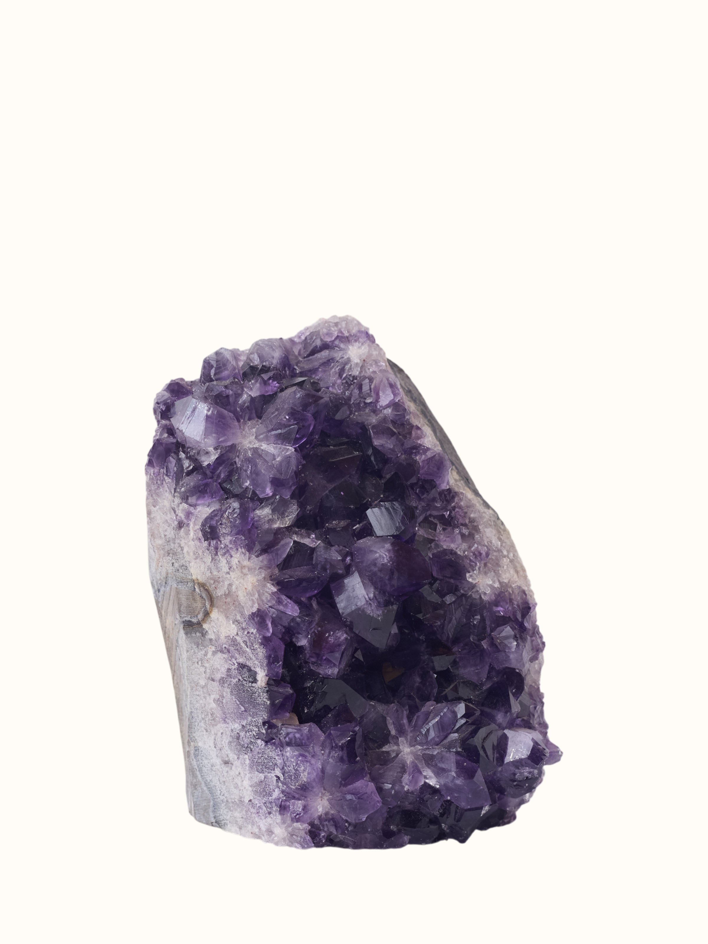 Close-up of the Gemstone Amethyst Short Geode Healing Stone crystal texture