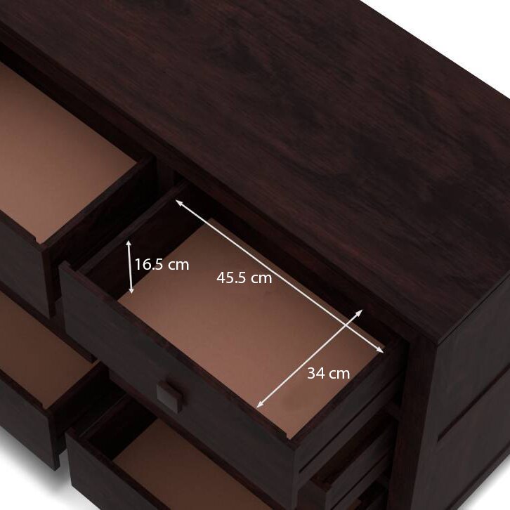 Magellan Solid Wood Chest of 6 Drawers in Mahogany Finish