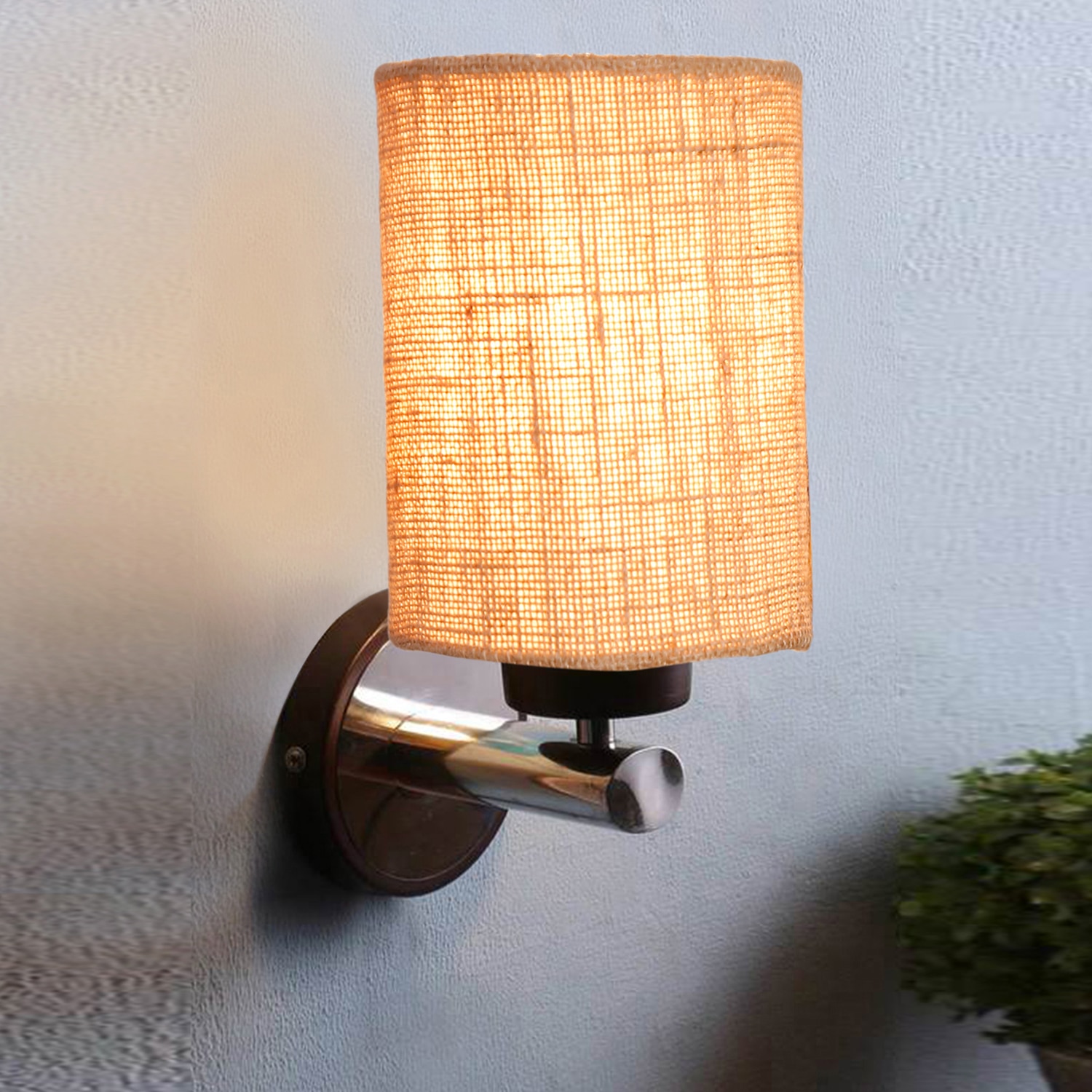 Devansh Metal Electric Wall Light in Beige Colour with Beige Shade Count of 1 Light - Devansh