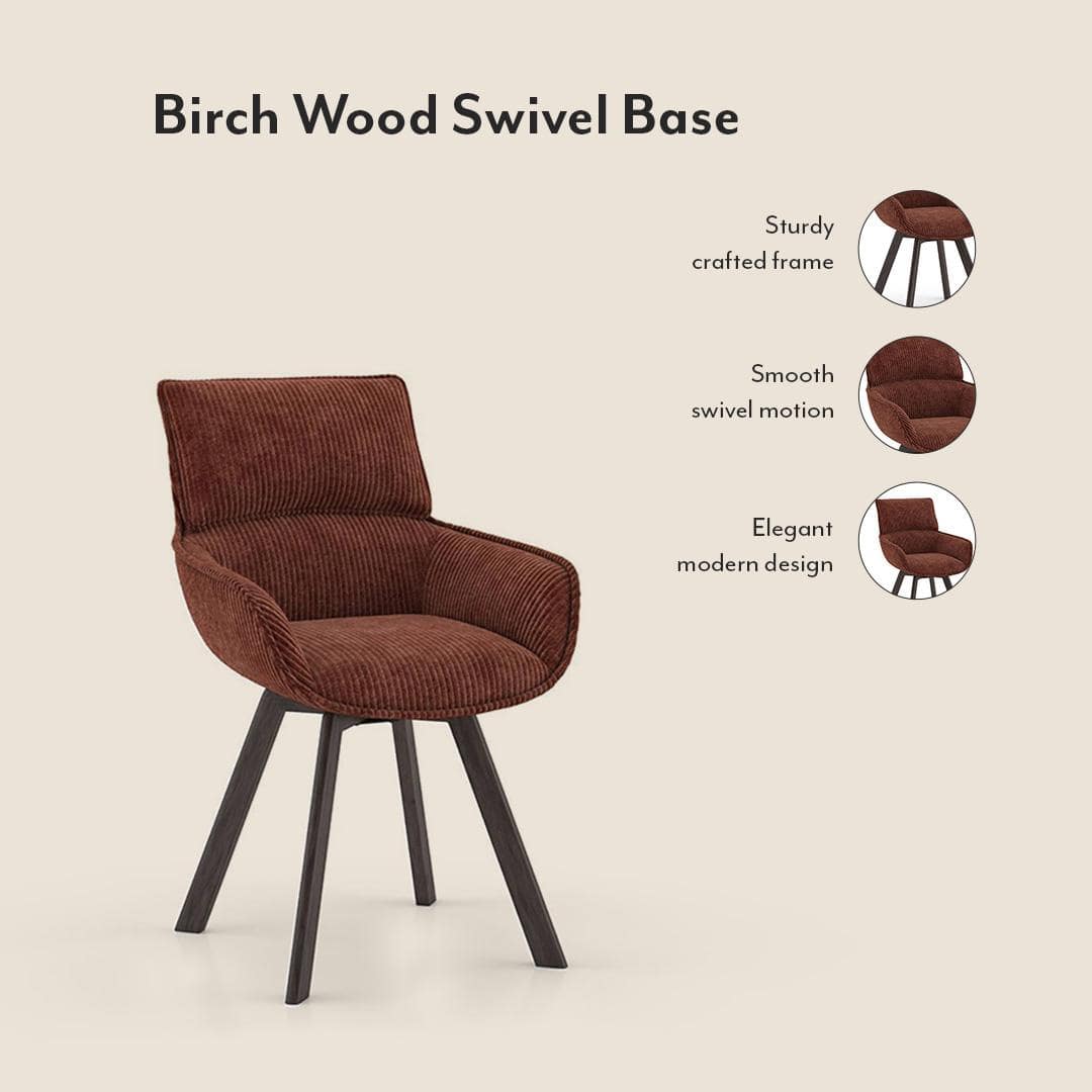 Atlas Solid Wood 4 Seater Dining Table With Set Of 4 Bren Swivel Dining Chair