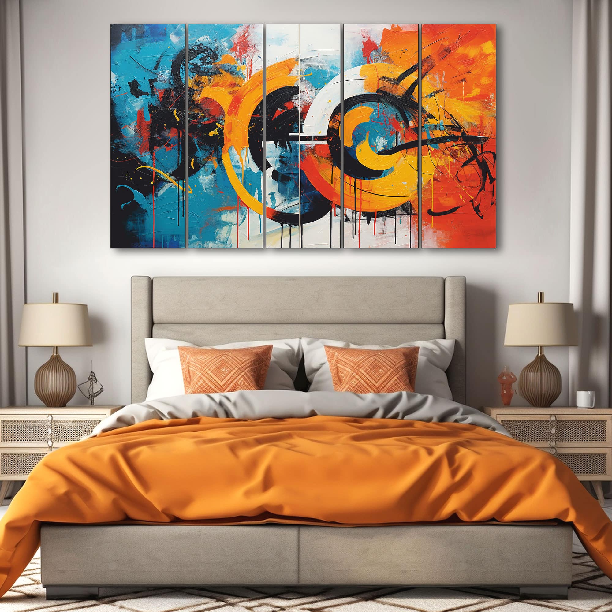 The Castle Decor Abstract Music Art Wall Art Set of 5 27x48 Inch - The Castle Decor