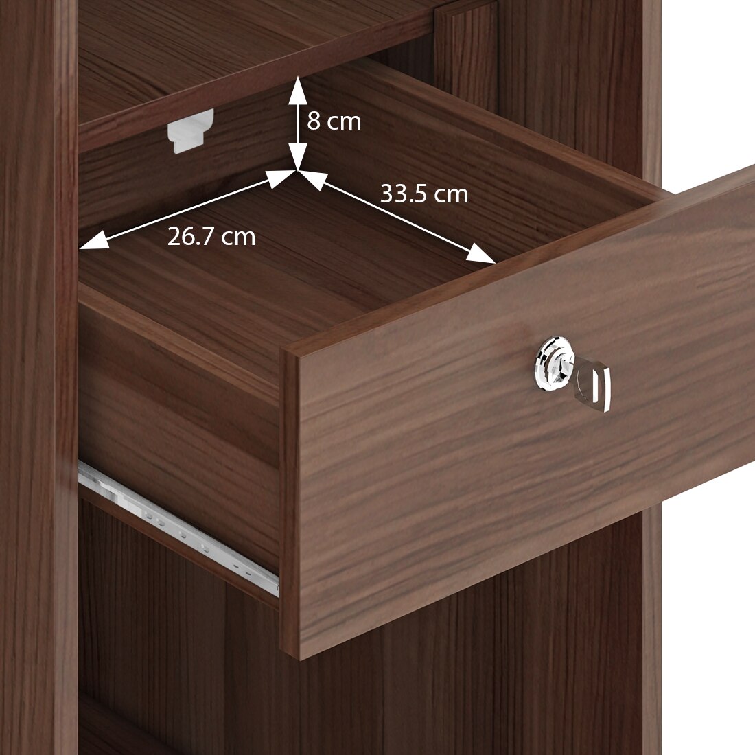 Hilton 4 Doors 4 Drawers Wardrobe With Mirror and Lock in Chestnut Acacia Finish