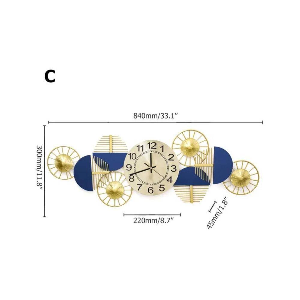Yulia Blue & Golden Metal Wall Clock