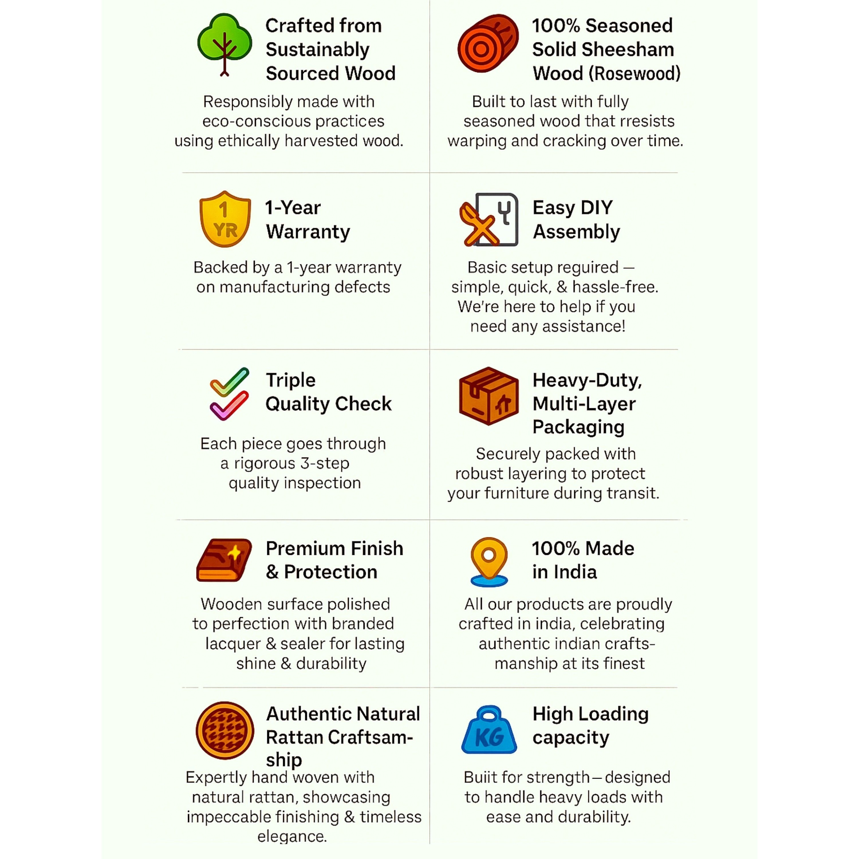 Rockport Sheesham Wood Mid Century 4 Seater Bench With