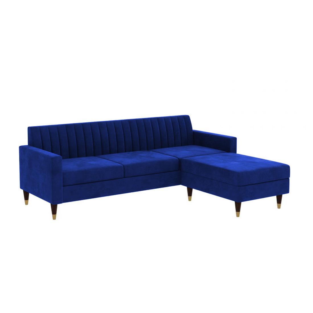 Deeplac Sectional Fabric Sofa - Navy Blue