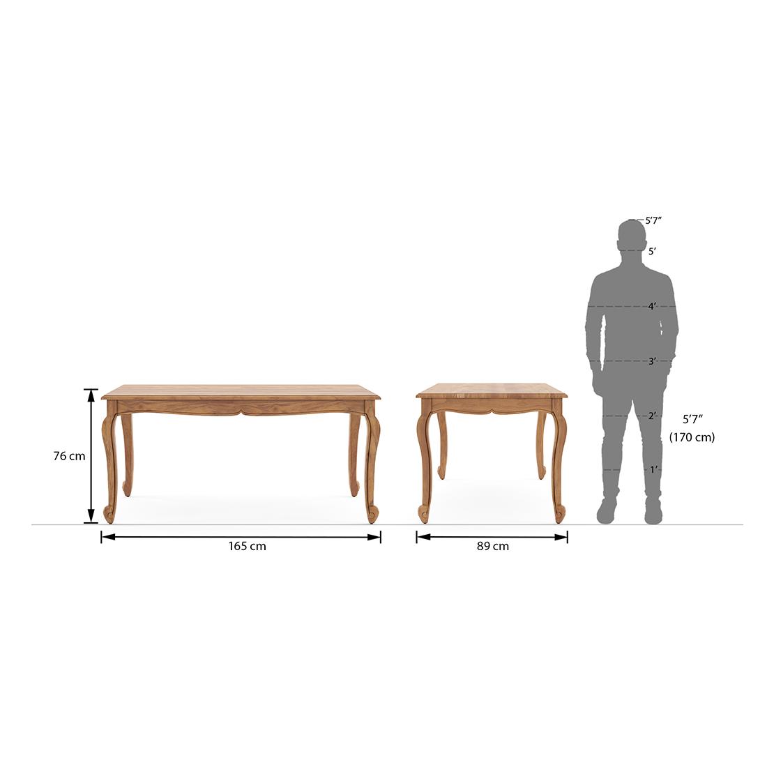 Taahira Dining Table 6 Seater In Natural Teak Finish