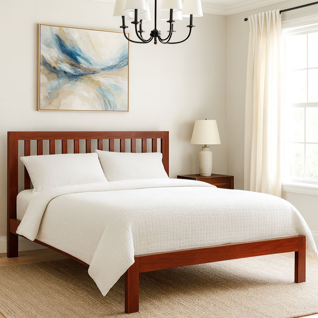Orian Solid Wood Queen Size Bed Without Storage (Honey Oak Finish)