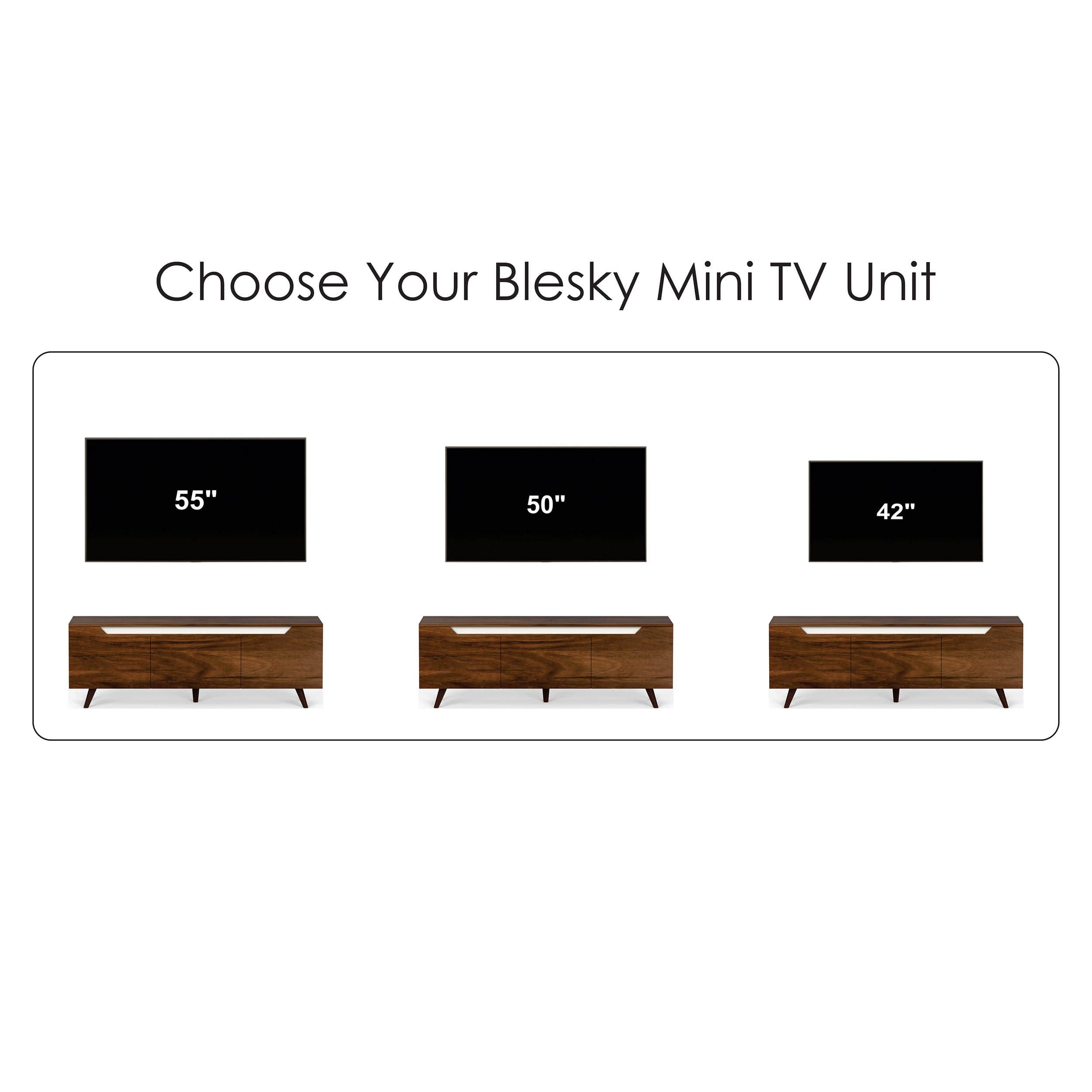 Blesky Mini Engineering Wood Floor Standing Tv Entertainment In Brown Maple Finish