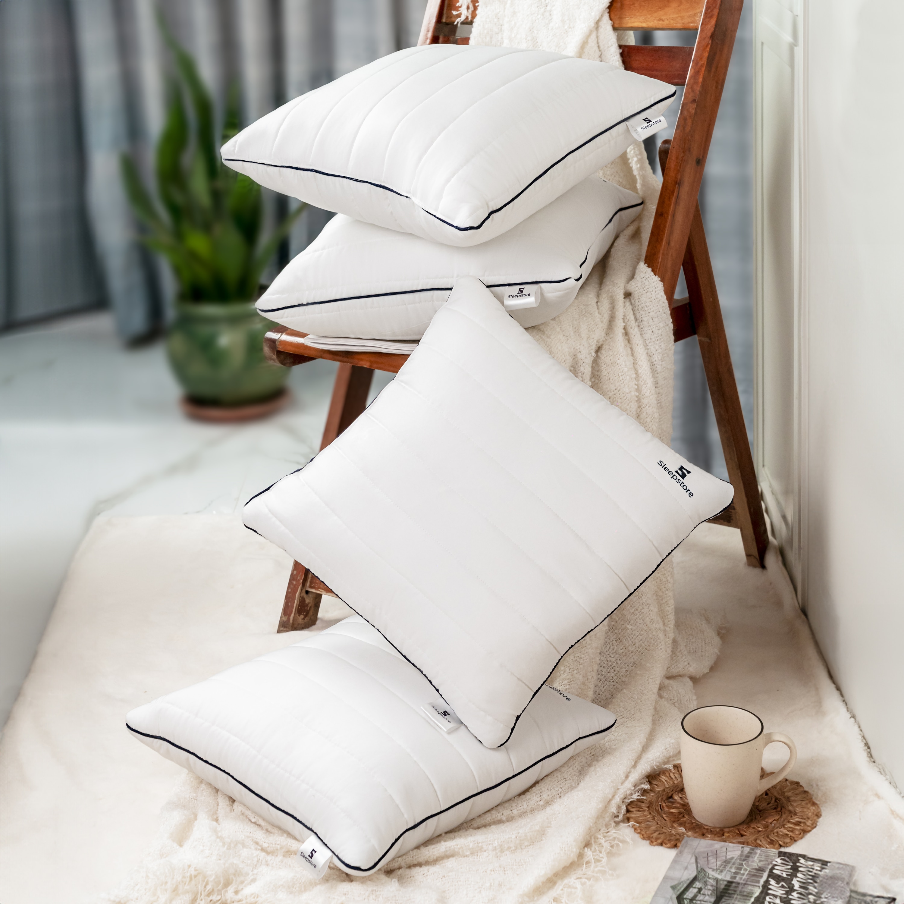 Granules Quilted 4 Pcs Luxury Soft Cushion 16 x 16 Inches