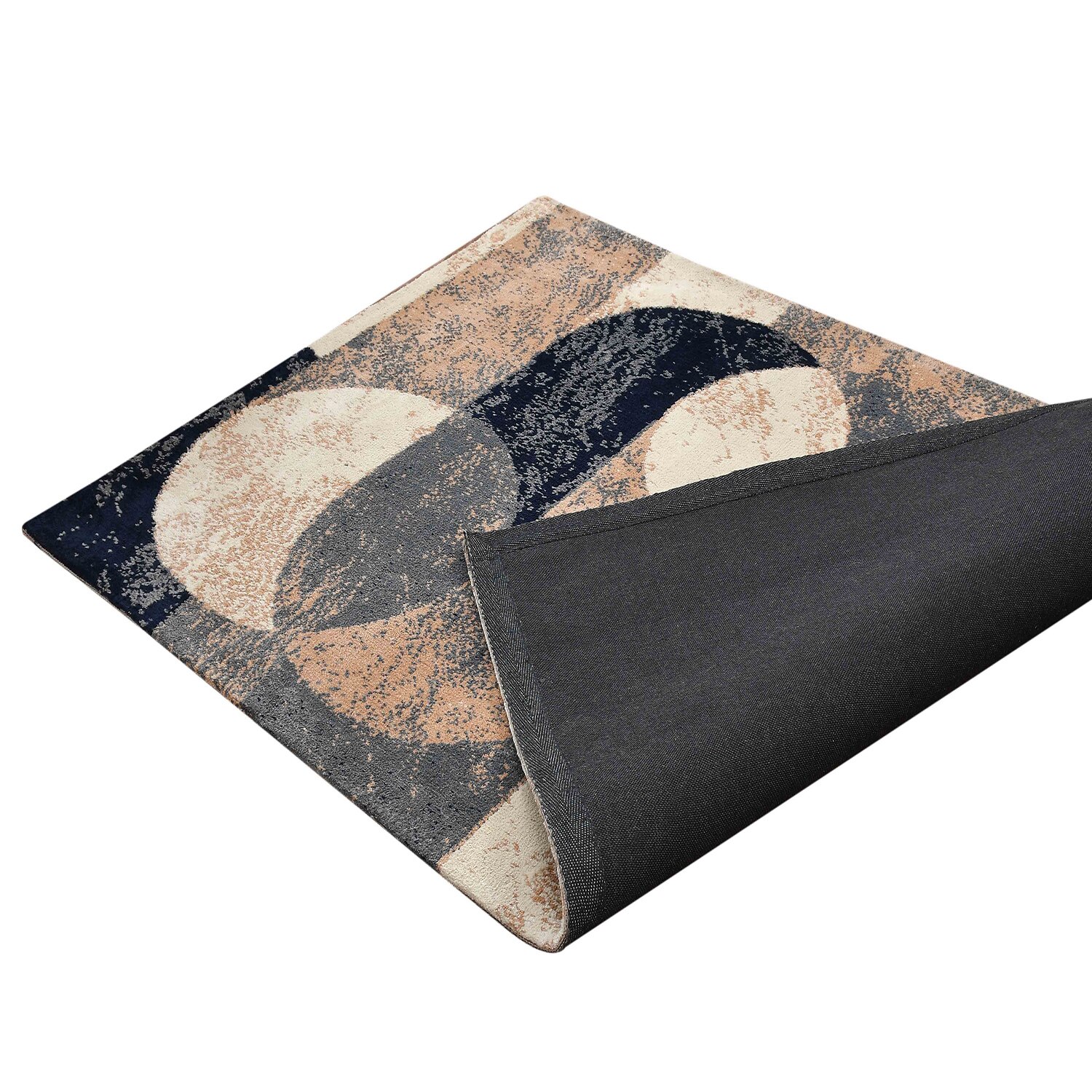 Multicolor Geometric Machine Made Polyester 4 X 6 Feet Carpet