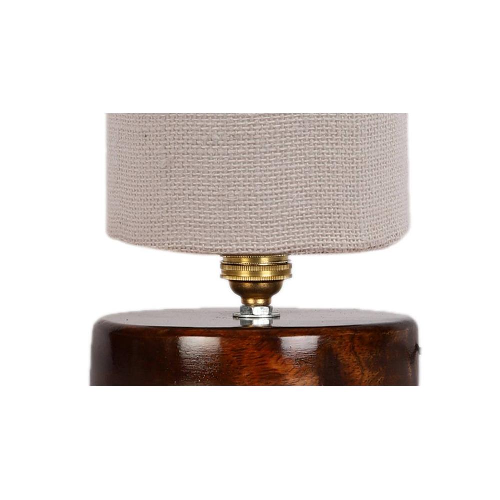 Urie White Jute table lamp with brown wood base
