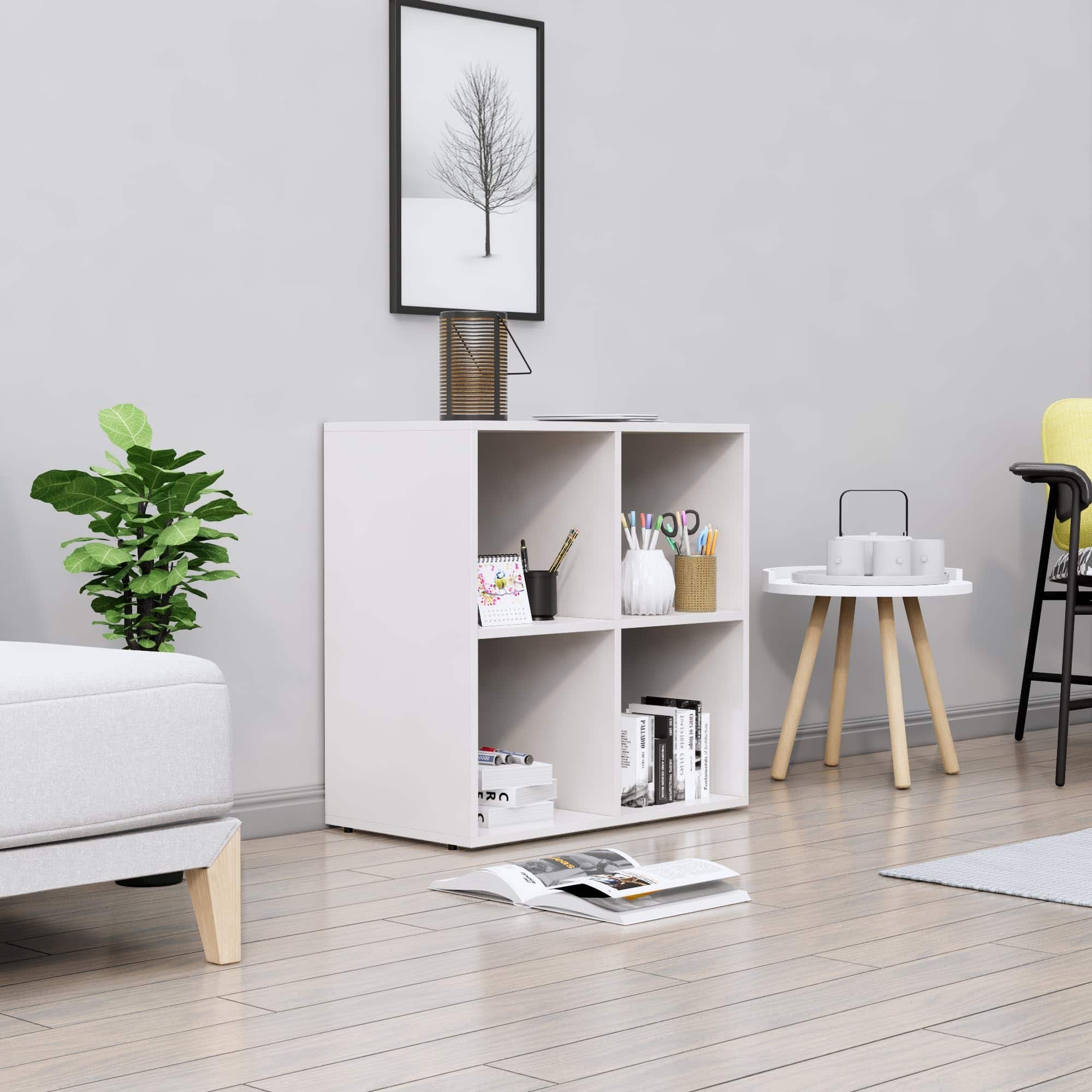 Hexa Engineered Wood Bookshelf Multipurpose Storage Rack in Frosty White Colour - HexaRed