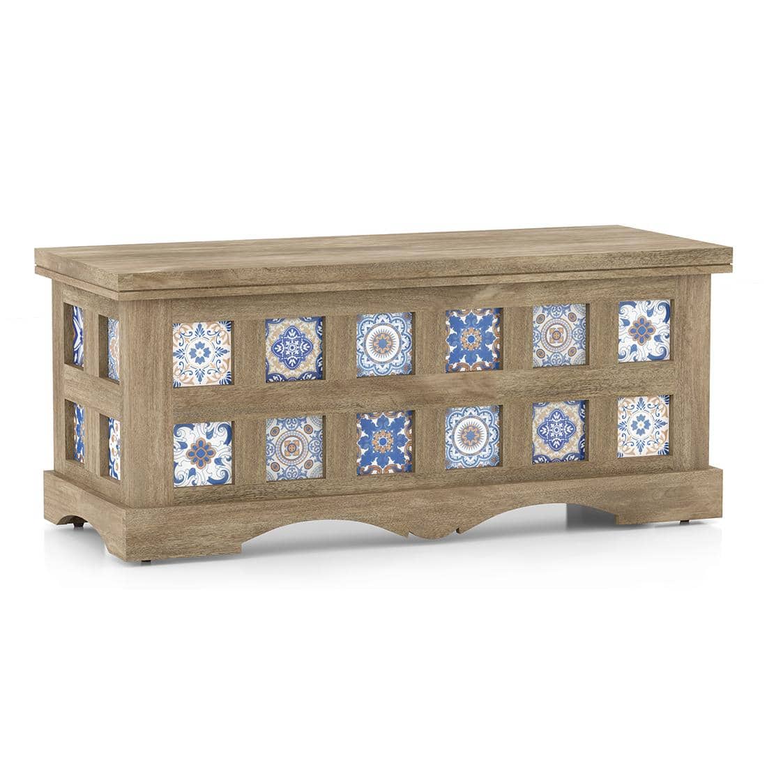 Azul Solid Wood Bench In Brushed Bali Oak Finish