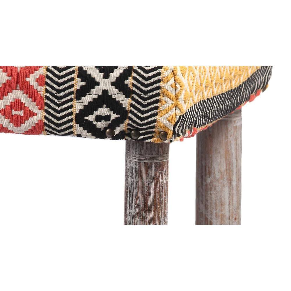 Asteria Solid Wood 2 Seater Bench In Stripe Multi Colour Jackard Fabric