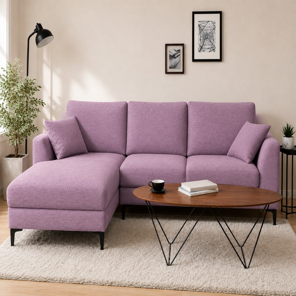 Casella 2 Seater Sectional Sofa with Left Chaise Lounge Mauve