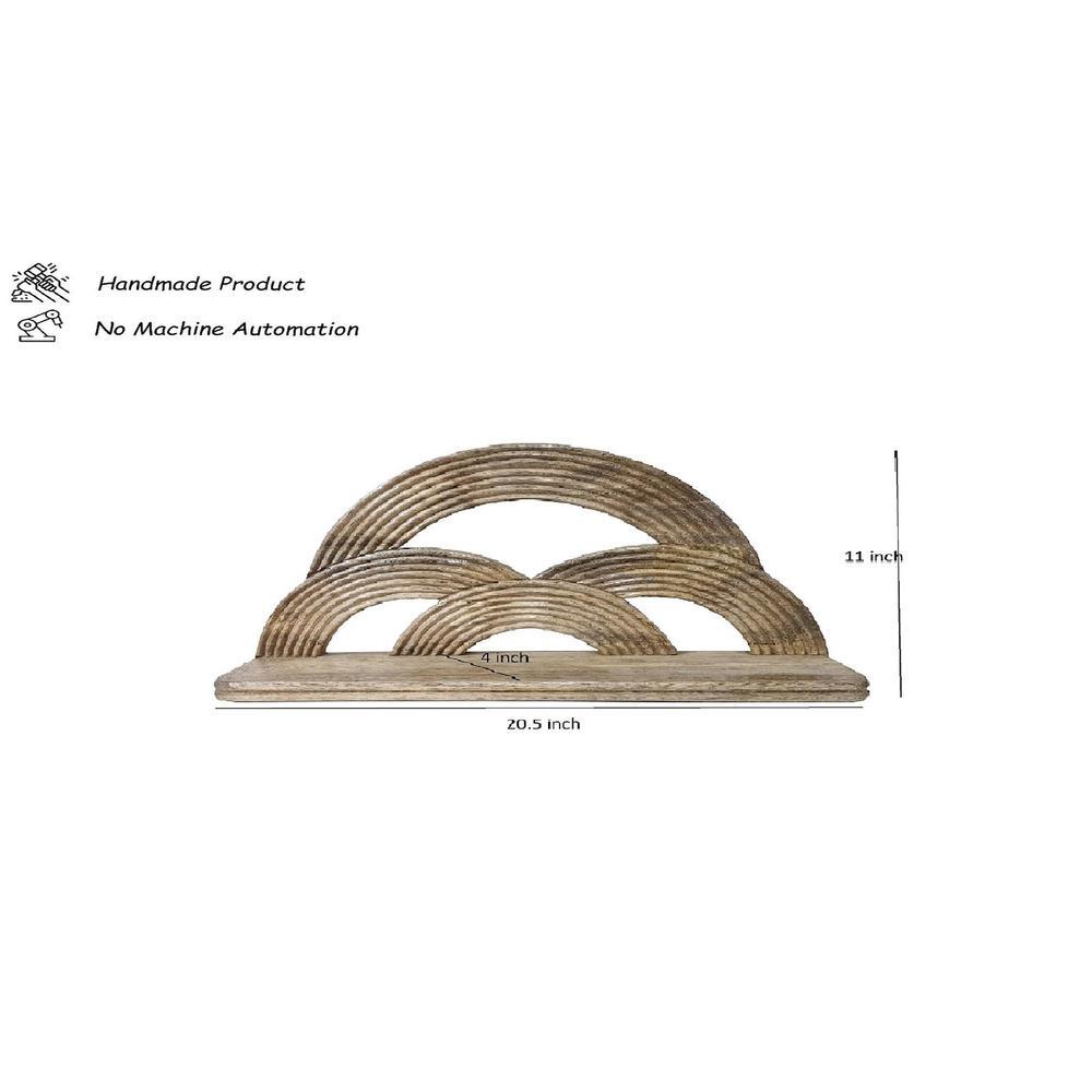 Bowie Brown Colour Solid Wood Handcarved Floating Wall shelf in Rainbow Design