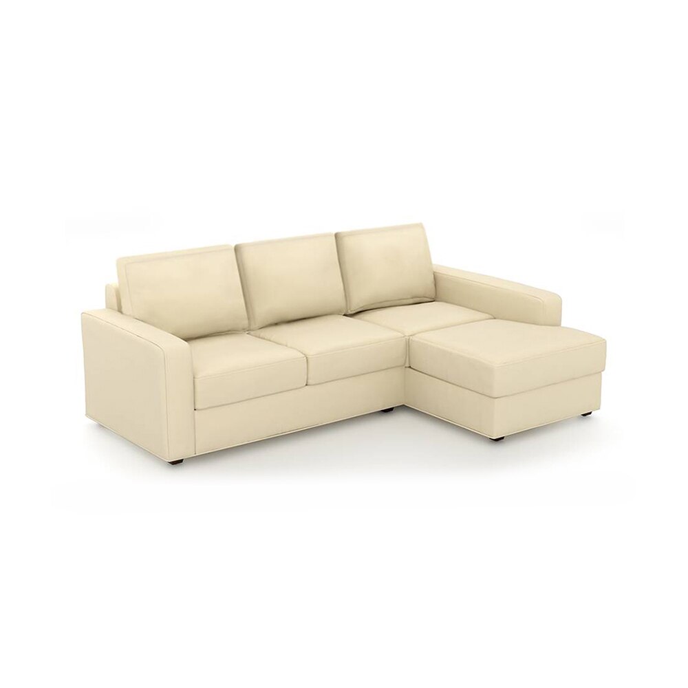 Apollo Compact Sofa (Colour : Cream, Cushion : Hard, Seating Capacity : Right Aligned 2 Seater + Right Aligned Chaise + Ottoman)