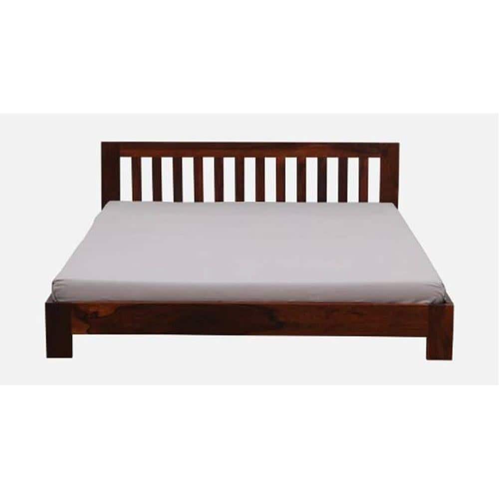 Orian Solid Wood Queen Size Non Storage Bed In Honey Oak Finish