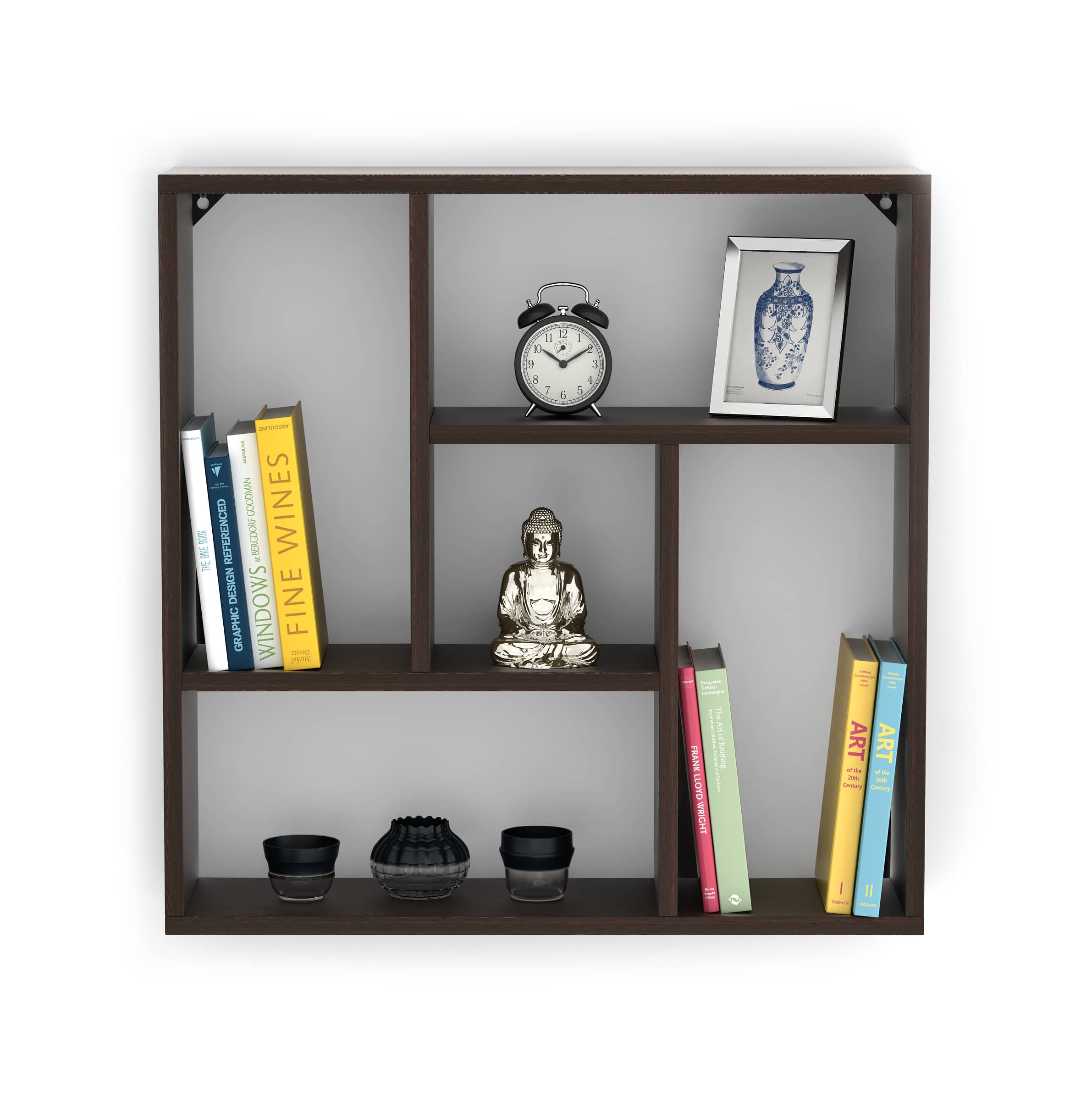 BLUEWUD Javies Engineered Wood Multipurpose Wall Decor Shelf, Display Rack (Wenge)