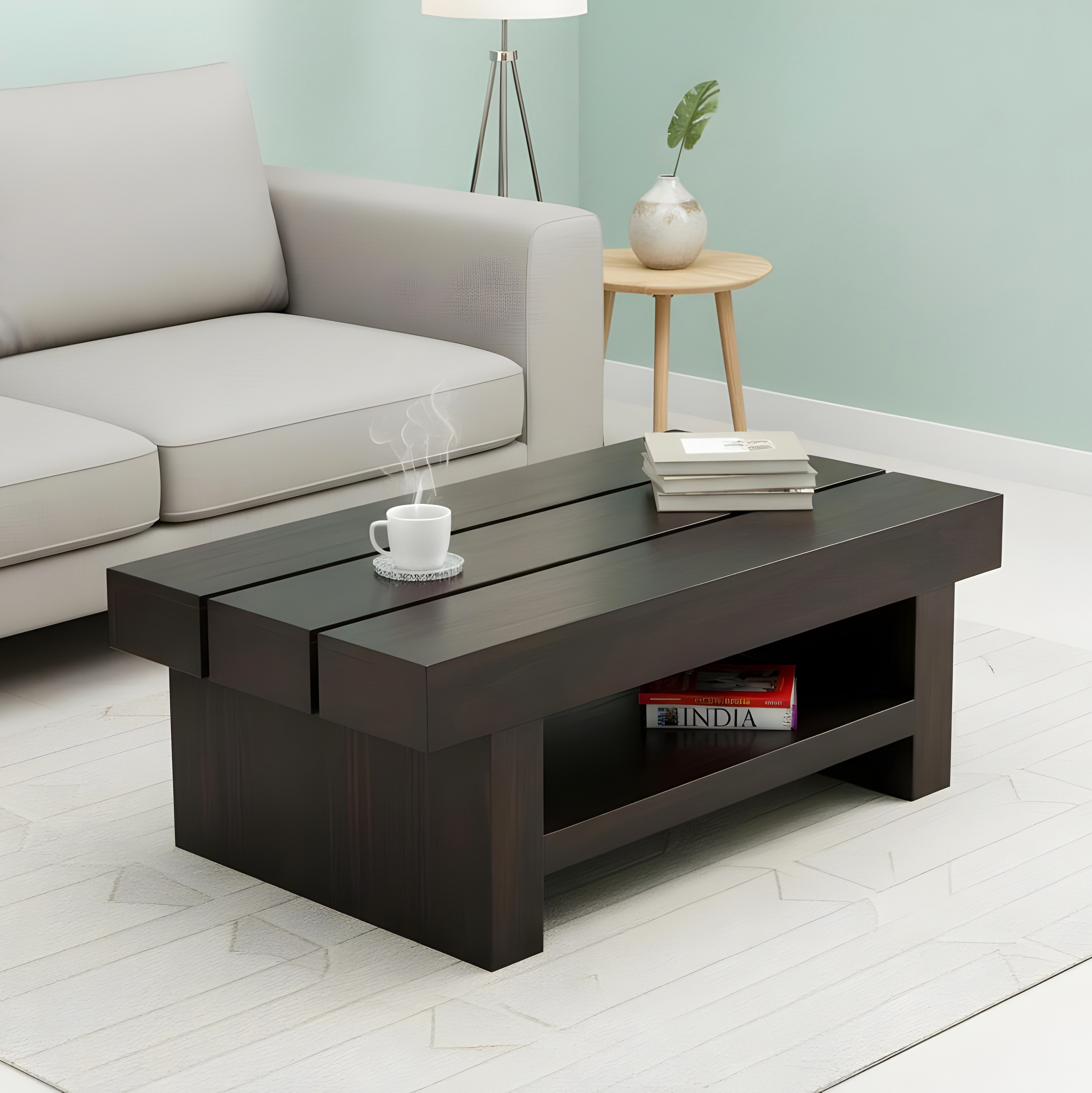 Piante Solid Wood Coffee Table In Mahogany Finish