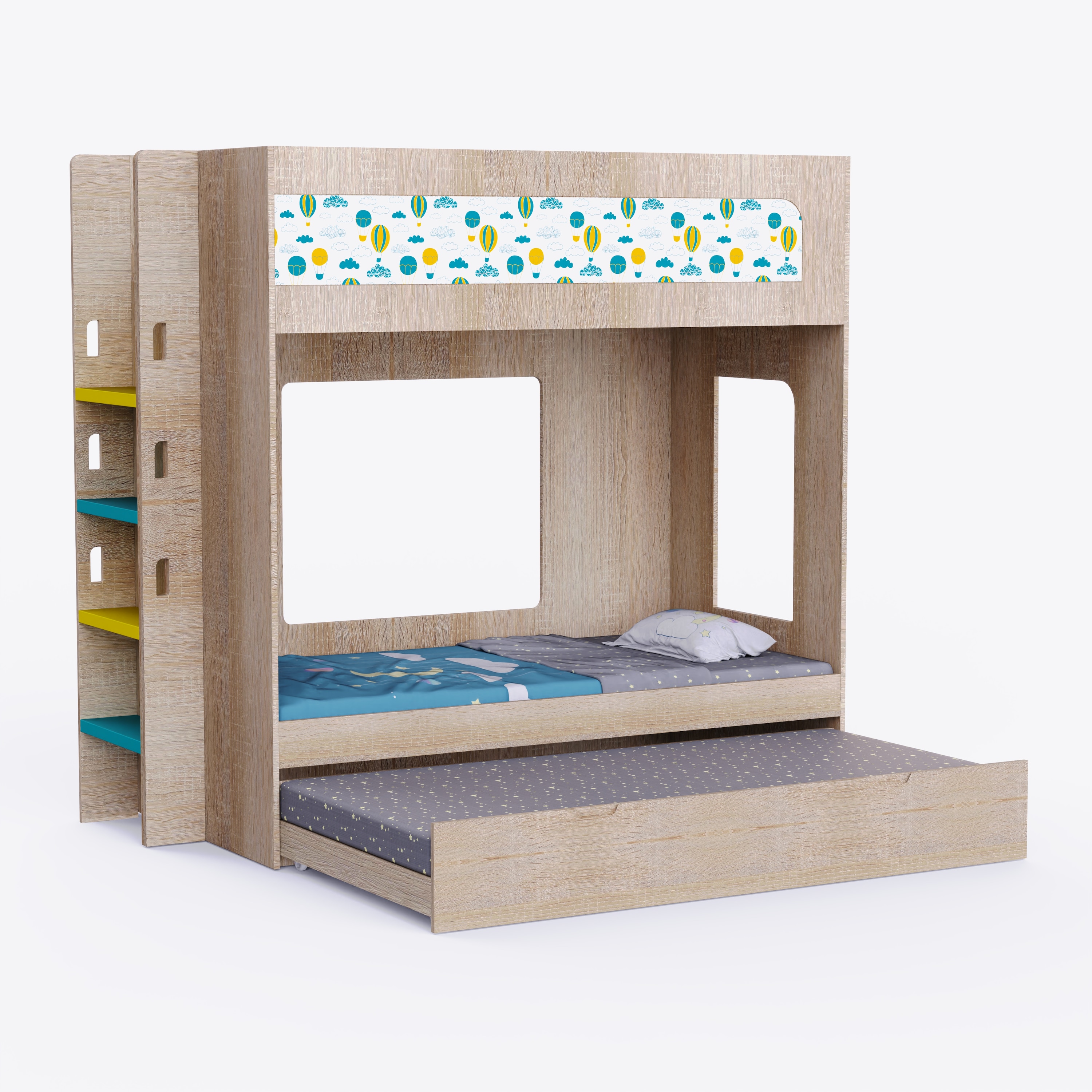 Caravan Trundle Bunk Bed In Oak Colour