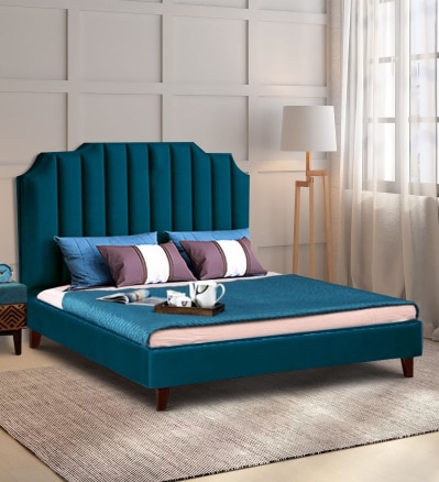 Eliana Engineered Wood Queen Size Non Storage Bed In Provincial Teak Finish