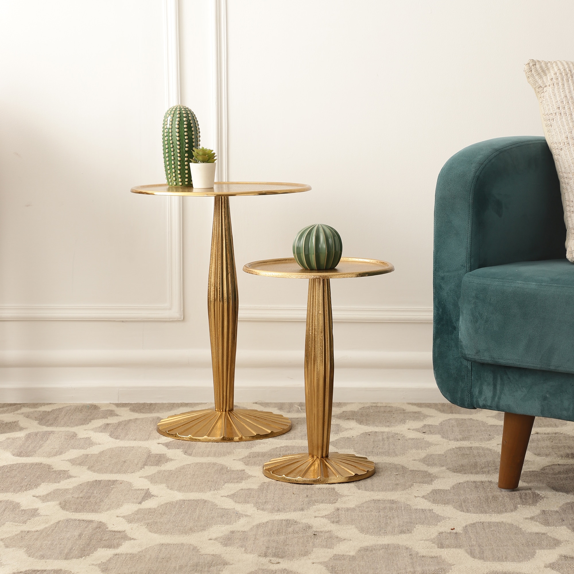 Radiant Gold Duo Metal Side Tables Set in Gold Colour