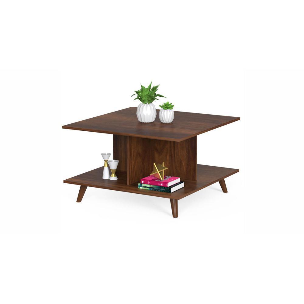 Sydney Engineered Wood Sqaure Shape Coffee Center Sofa Teapot Teapoy Console Corner Side For Sofa Living Room Home Hall Furniture (Brown Maple)