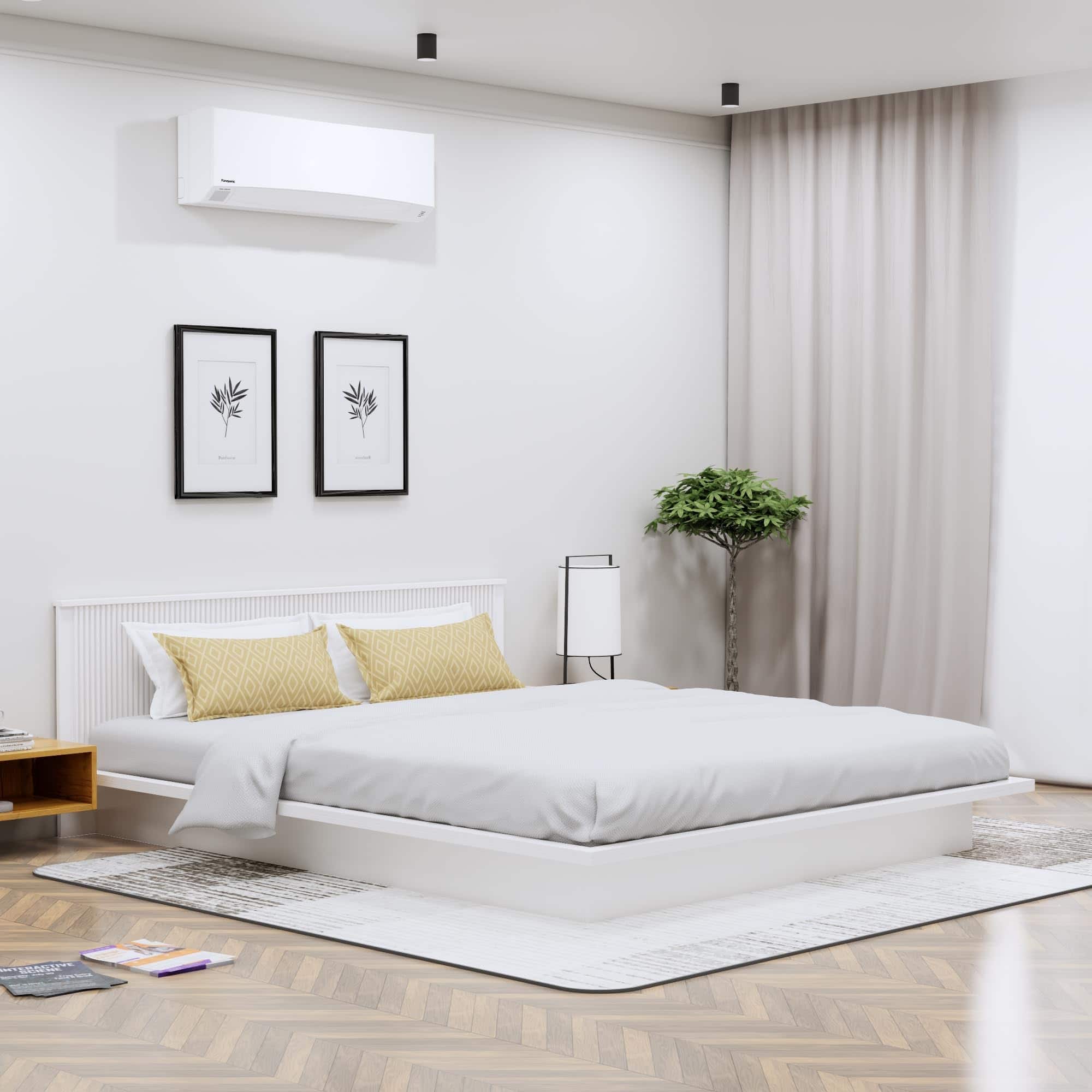 Hexa Engineered Wood Modern King Bed With Headboard Without Storage In Frosty White - HexaRed