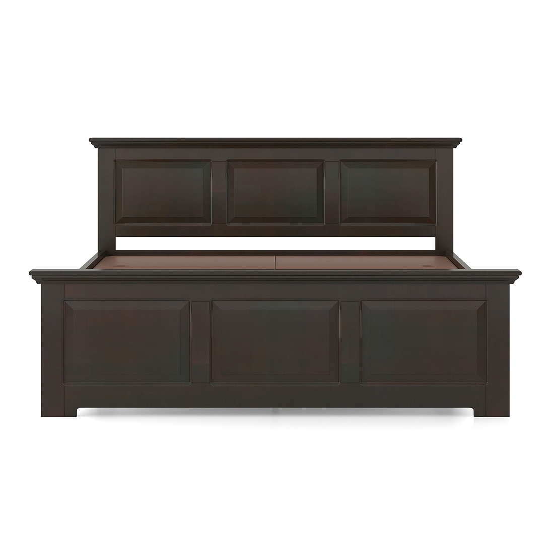 Alexandra Solid Wood Queen Size Non Storage Bed in American Walnut Finish