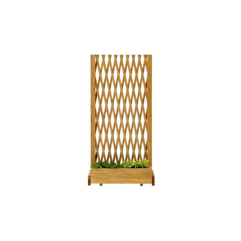 Wooden Slim Herb Planter with Divider Natural 60 cm