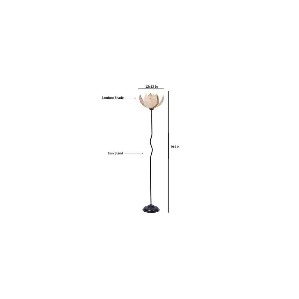 Tatum Beige Bamboo Shade With Iron Floor Lamp