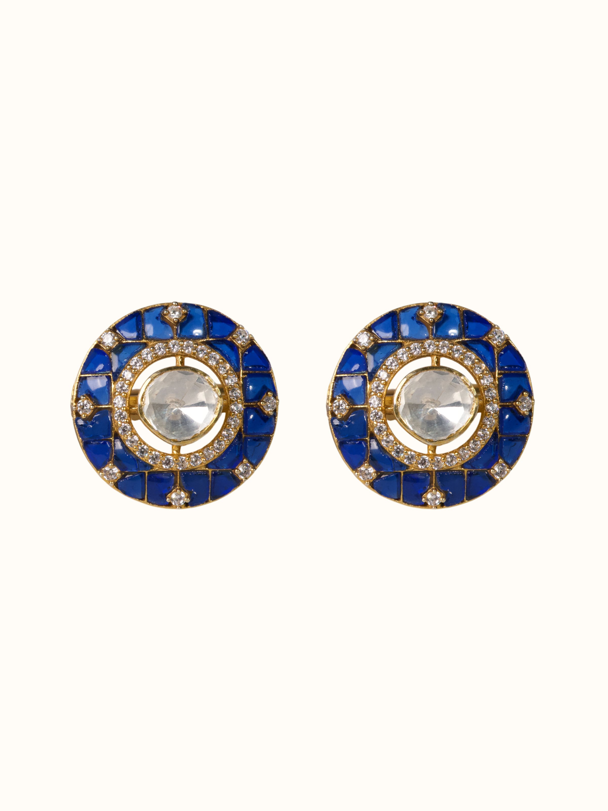 top view of ajrakh hoop earrings