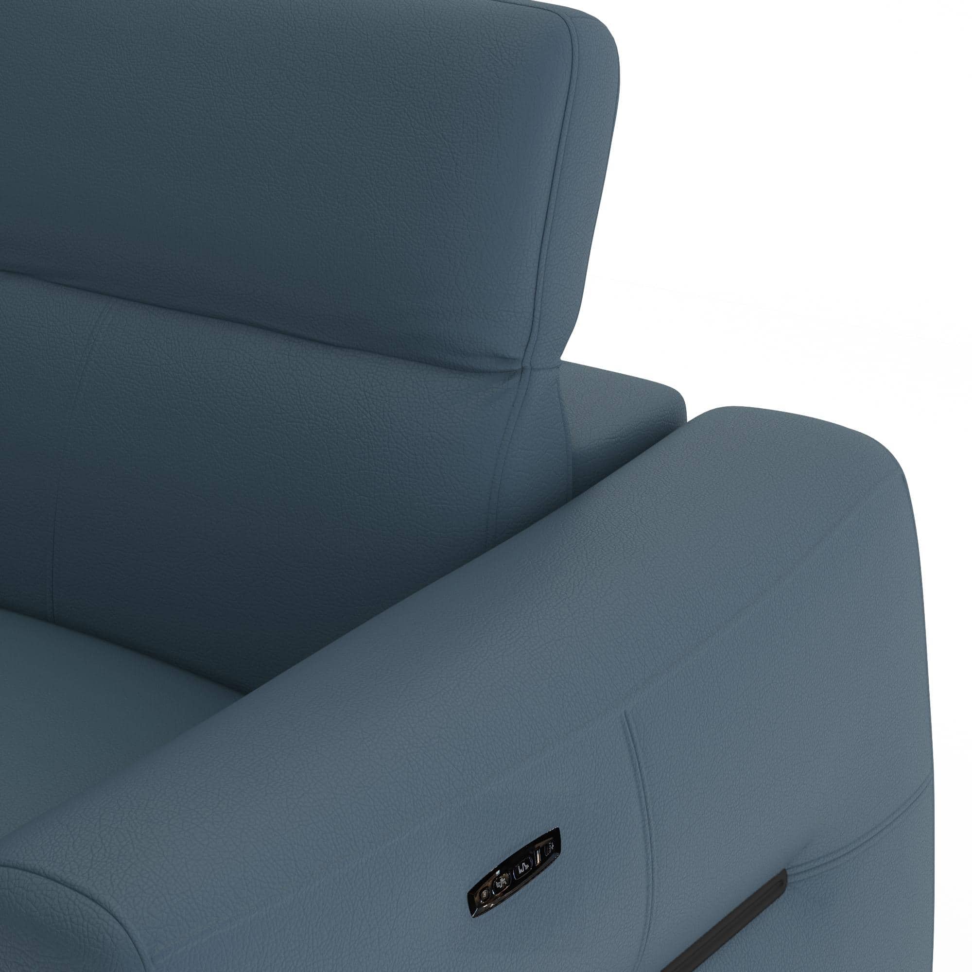 Linaro Leather 1 Seater Double Motor Recliner In Blue Colour