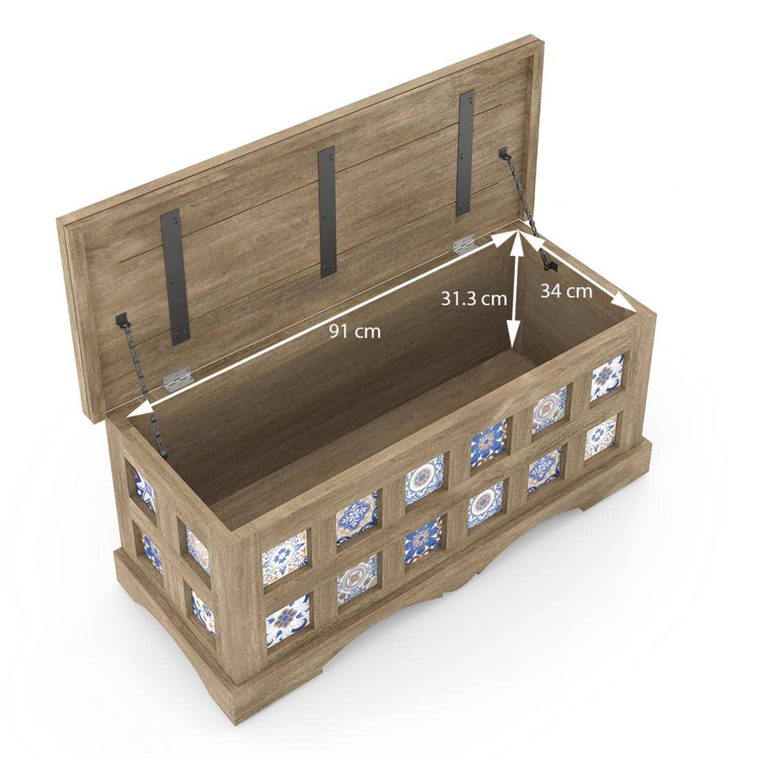 Azul Solid Wood Bench In Brushed Bali Oak Finish