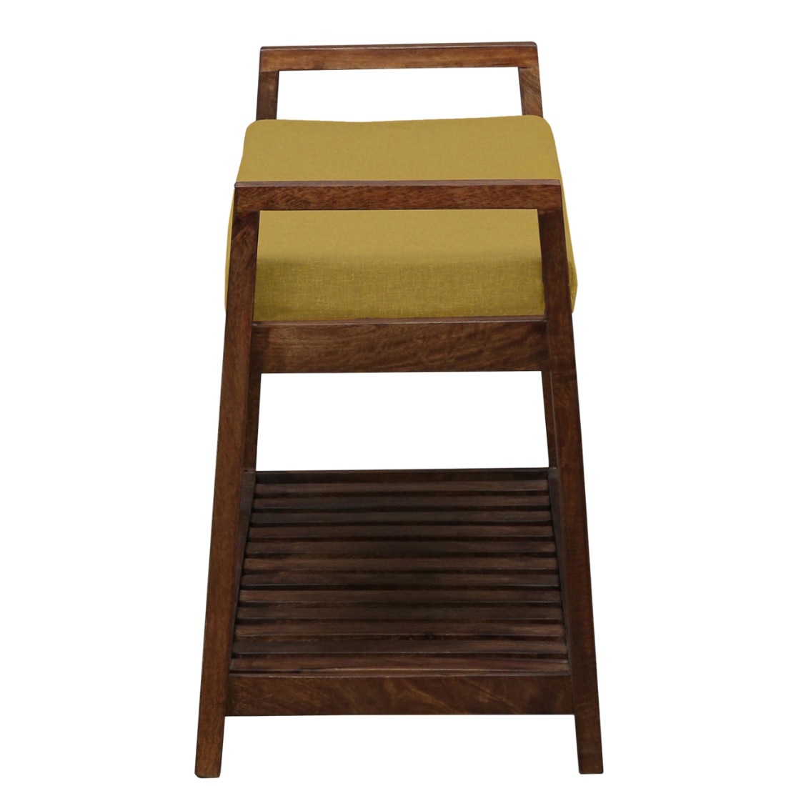 Hagafjell Solid Wood Shoe Rack with Seating in Walnut Brown finish