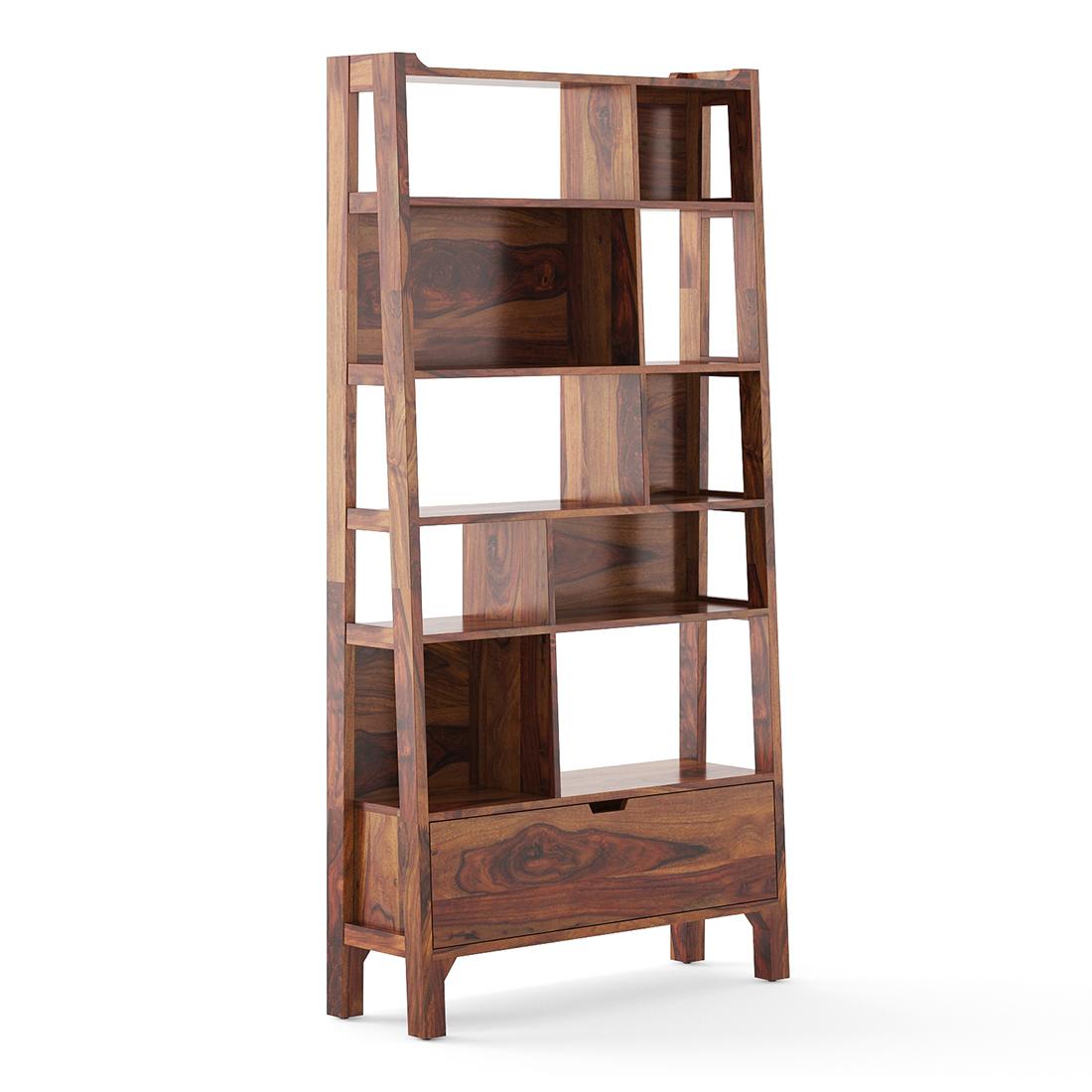 Alberto Solid Wood Bookshelf in Teak Finish