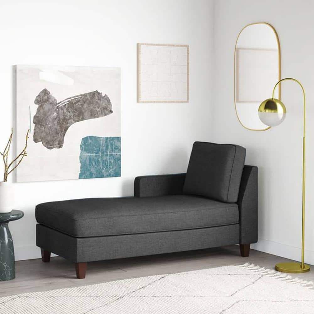 Alba Fabric Chaise Launger in Dark Grey Colour