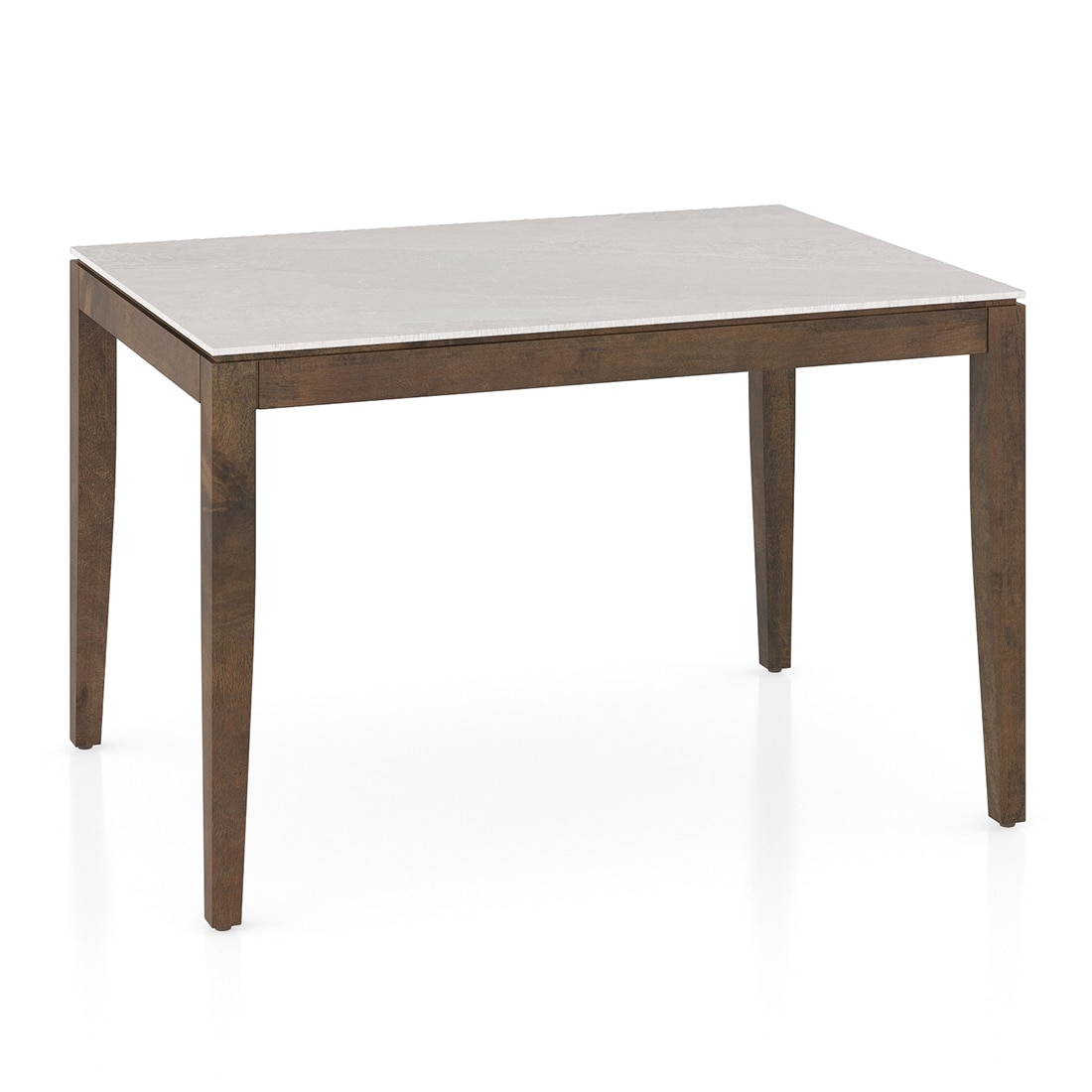 Emry Rectangular Aurora Pearl Ceramic 4 Seater Dining Table In Danish Walnut Finish